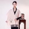 Hangsilu Pure Wool Embroidered Scarf with Traditional Knot