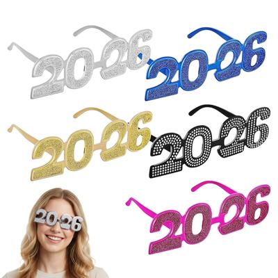 New Years Eve Glasses Glitter Eyeglasses 2026 Party Glasses 5 Pieces for Photo Props Men Women Family Guests Indoor Outdoor