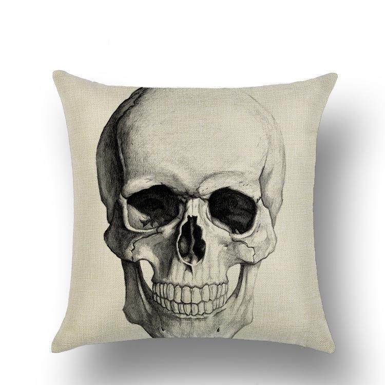 Halloween Skull Pillow Cover Funny Festival Pillow Cushion Line Pillow Cover Lazy