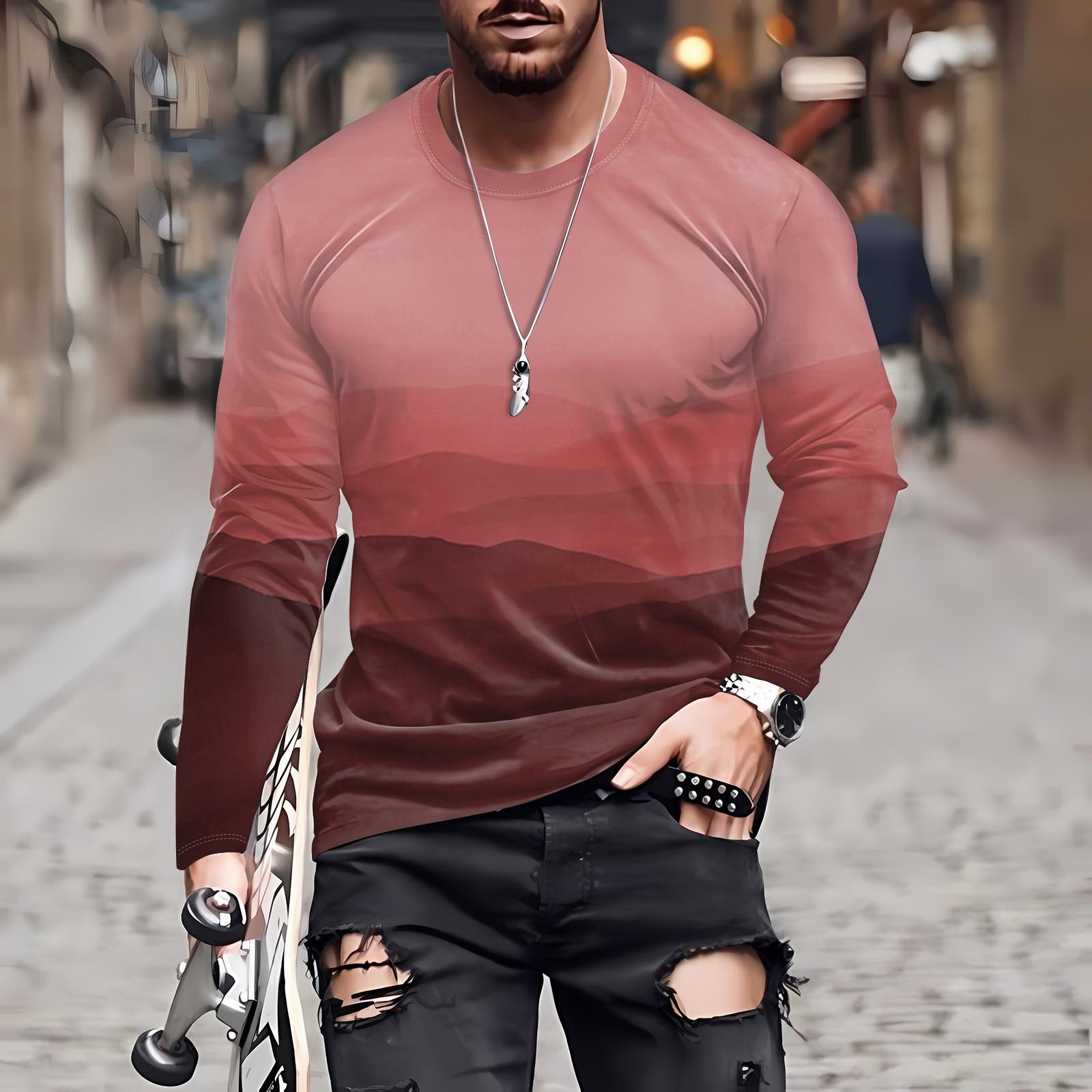 

Муж. Футболка Круглый вырез Одежда Одежда На открытом воздухе Длинный рукав С принтом Модельер Винтаж XL красный