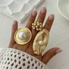 Silberfarbe Kreatives Design Perlblatt Ring für Damen Trend Unregelmäßig Metall Kleine Kugel Offene Fingerringe Paar Punk Schmuck