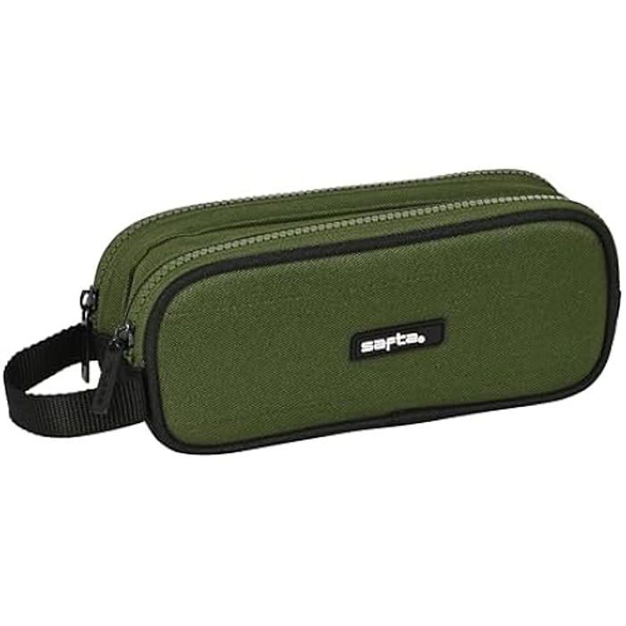 Trousse Double - Safta - Dark Forest - Confortable - Vert kaki/noir - Pratique pour enfants