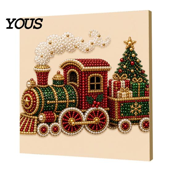 Creative Christmas Gifts for Adults Faux Pearl Art Kit, 20x20cm Xmas Painting DIY Wall Decor Making Kit Sparkling 3D Diamond Craft Adults, Festive