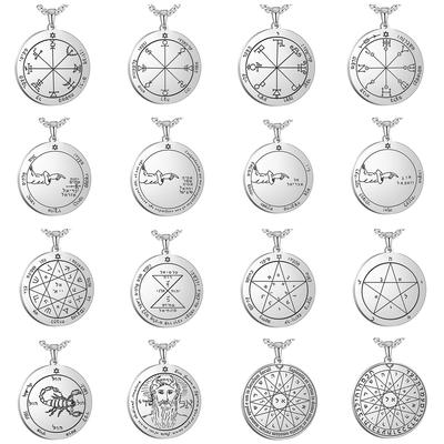 Vintage Solomon Seal Pendant Necklace Men Stainless Steel Silver Box Chain Protection Talisman Amulet Jewelry Gift