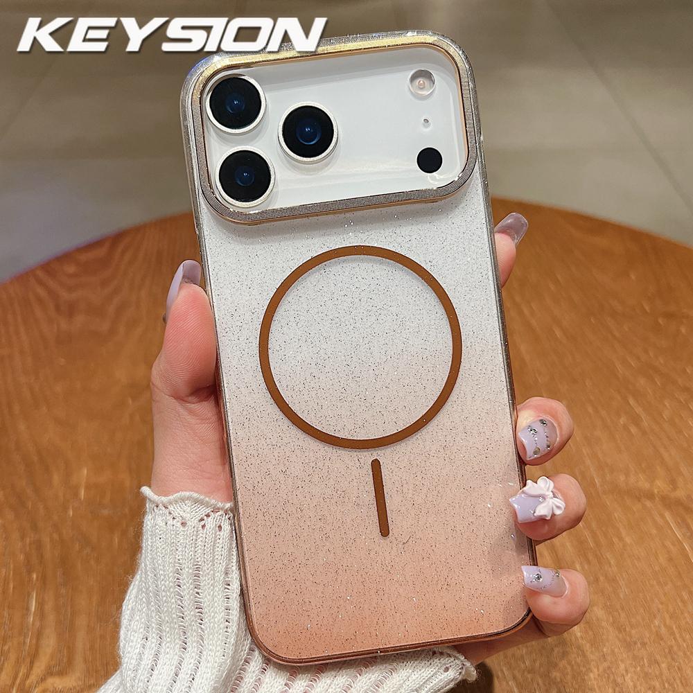 KEYSION Luxus Glitzer Farbverlauf Magnetische Handyhülle für MagSafe für iPhone 17 Pro Max 17 Air Transparent Hart PC Stoßfeste Rückseite