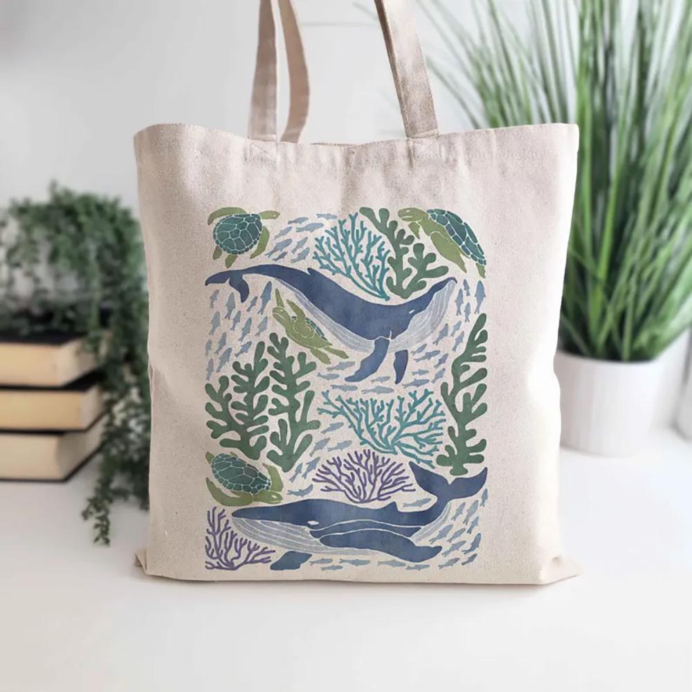 Ocean Tote Bag Ocean Lover Gift Mermaid Whale Tote Bag Summer Beach Wedding Bachelorette Party Bridal Shower Gift Back To School