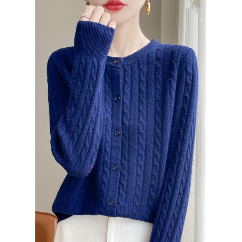 Cardigans Femme Automne Hiver Col O Pull Uni Printemps Manches Longues Tricot Simple Boutonnage Hauts Doux