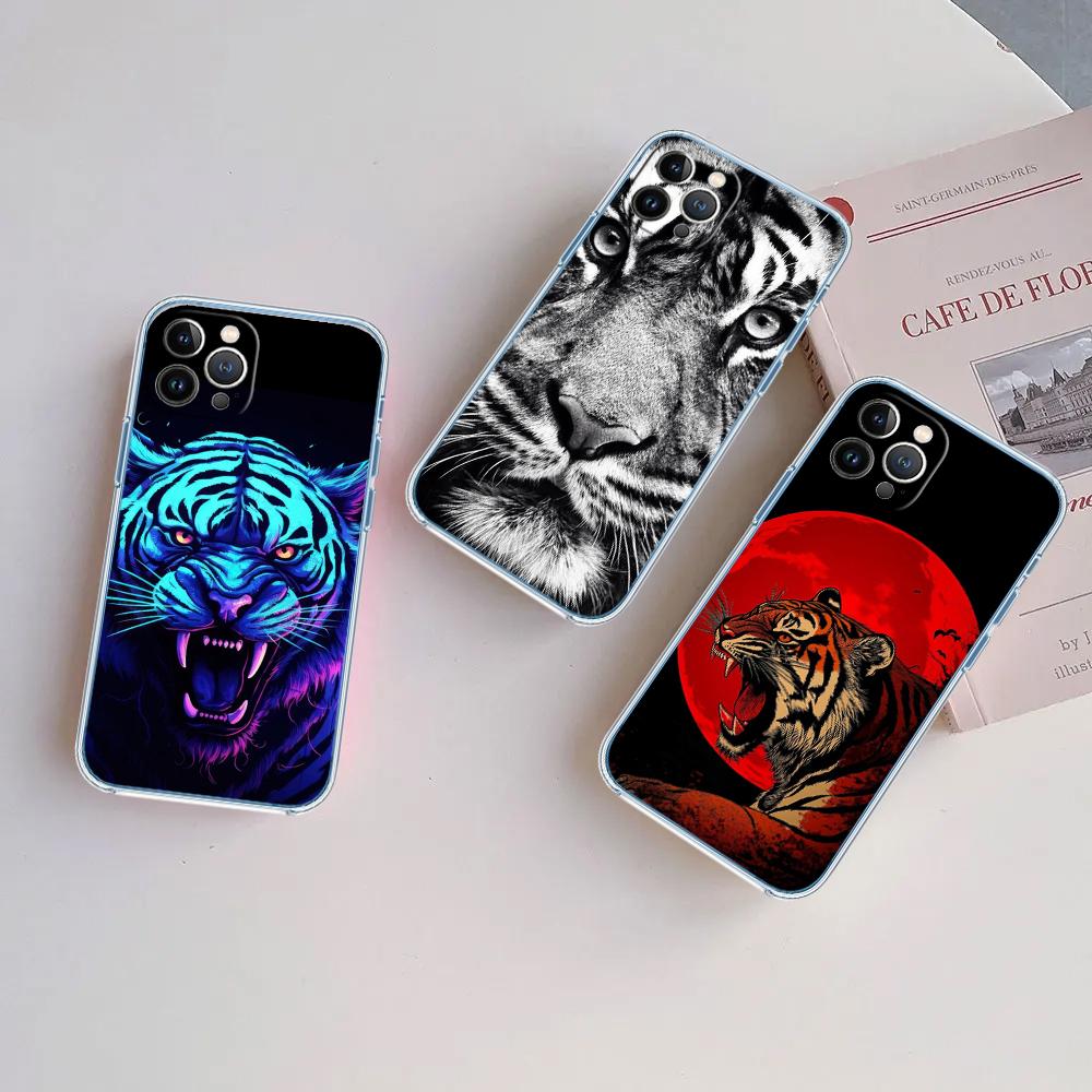 CJ7 Animal Tiger Soft Shell Transparent Phone Case for Samsung Galaxy A04 A04S A14 A23 A34 A54 M23 M33 M52 M53