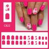 24 Pcs Press On Nail Short Square Full Cover False Nail Glossy Stick on Nail Artificial Nail with Flower Designs
