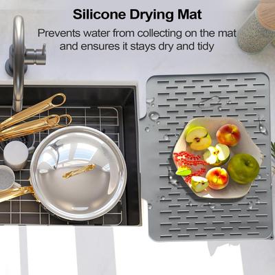 Kitchen Drying Mat Counter Silicone Dish Drainer Pad Non-Slip Tableware Pad Drainage Holder For Bowl Plates Cutlery Fork Spoon
