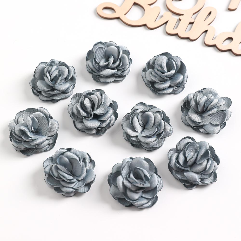 5/10Pcs Artificial Flowers 3.5cm Handmade Burned Edge Camellia Flowers For DIY Sewing Crafts Clothing Accessories Wedding Decors