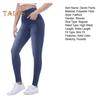 High-Waist-Jeanshose mit Taschen, elastischem Bund, schmale Passform, lange Hose, einfarbig, Röhrenjeans für Damen