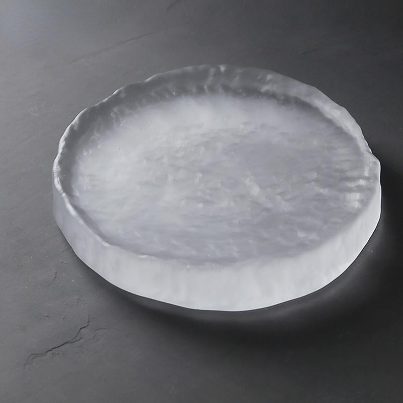 Glass Frosted Ice Mountain Teapot Pad Dry Brewing Pot Tea Table Zisha Pot Cover Bowl Tea Holder Pad Hammer Ice Texture