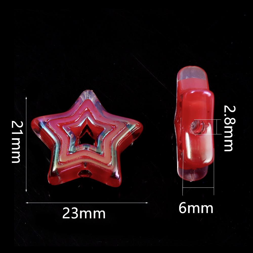 10pcs Acrylic Star Beads Plated Color Hollow Loose Spacer Bead For Jewelry Making DIY Necklace Bracelet Phone Key Chain Supplies