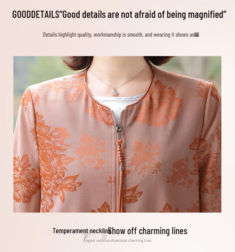 2025 New Chinese Style Jacquard Jacket for Fashionable Middle-Aged and Elderly Women