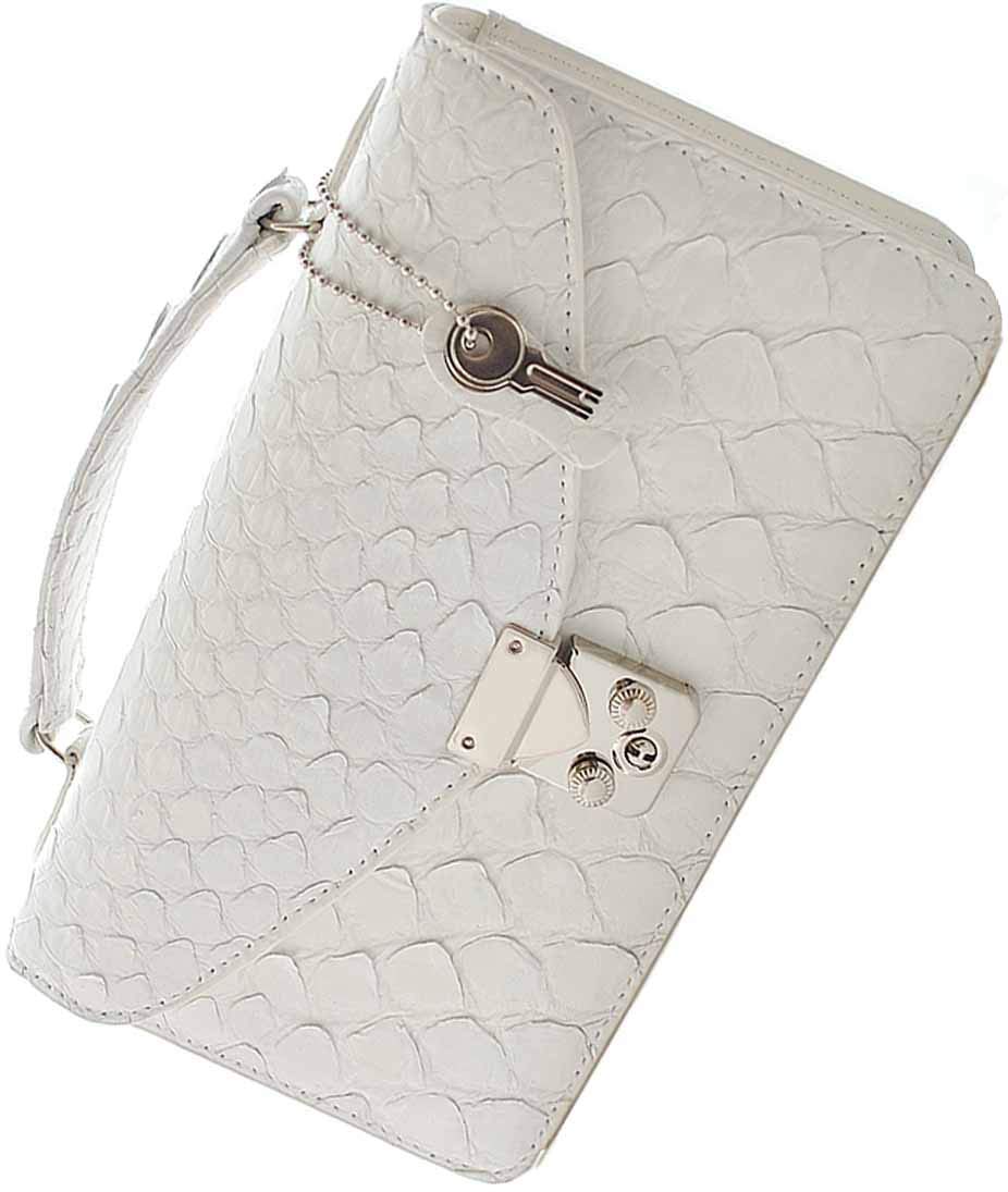 

White x White Long Wallet Wallet Bag Integrated Wallet Bag Genuine Leather Snakeskin Snakeskin Large Large Capacity Snake Leather [Berkut] Men s