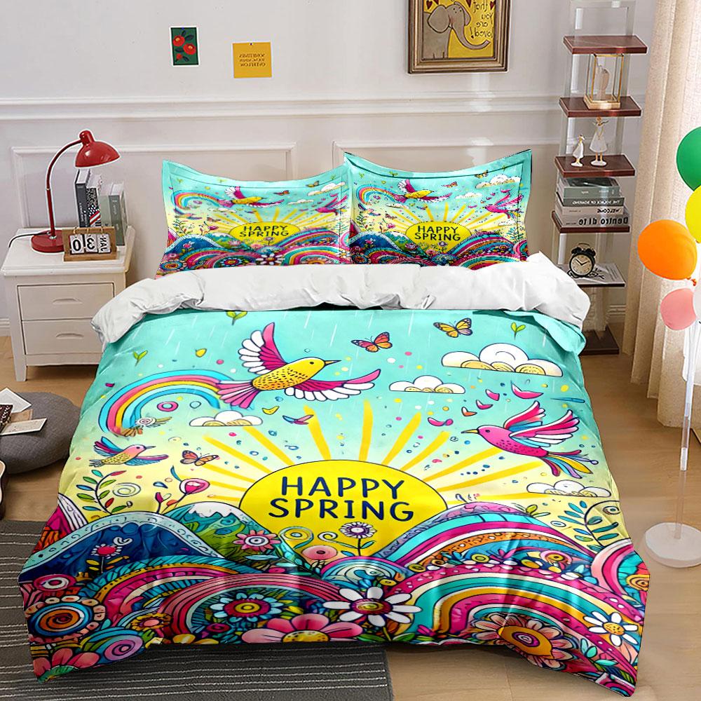 

Birds, rainbows, flowers, sunshine. Bedding sets Duvet cover sets Duvet covers Pillowcases(1 * Duvet Cover 2 * Pillowcases, without duvet insert) 135x200cm