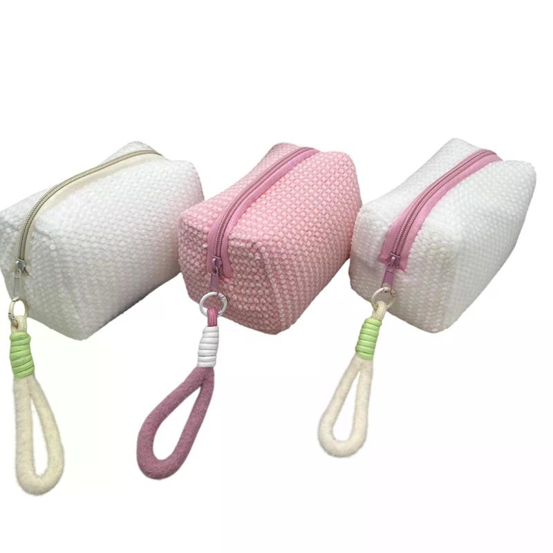 2026 New Ins Sweet Girl Candy Color Plush Large Capacity Makeup Bag Washbag Travel Portable Handheld Small Storage