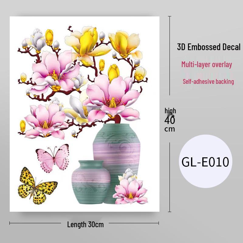 

3D Водонепроницаемая самоклеящаяся наклейка на стену в виде вазы для украшения шкафа и холодильника