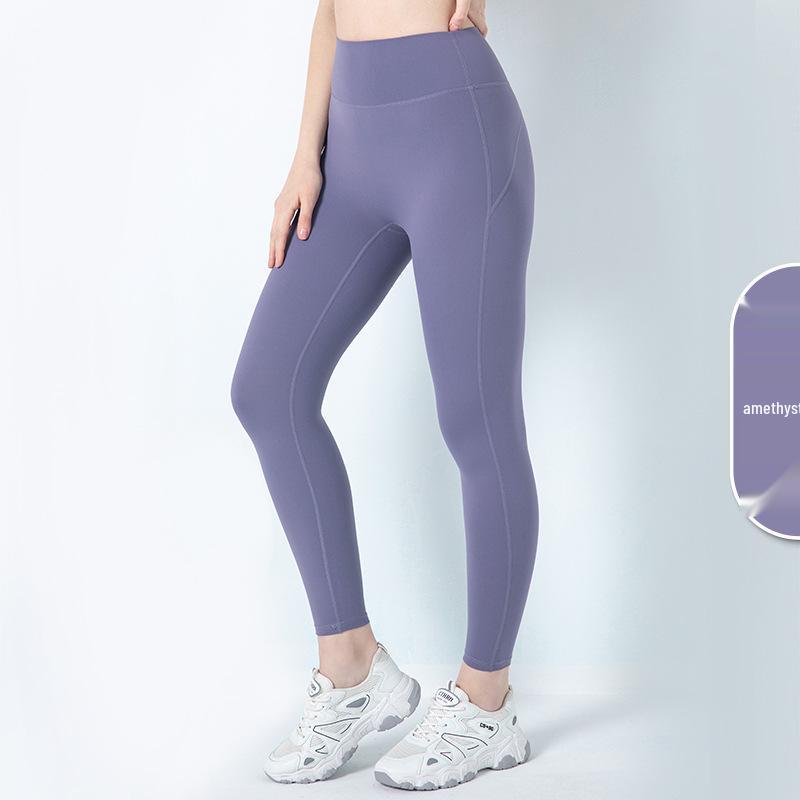 High Waist Hip-Lifting Yoga Pants - Breathable, Slimming, Solid Color Sharkskin Design