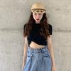 T Shirt Women Fashion O Neck Solid Color Tshirt  Summer Casual Short Sleeve Tops Korean Style Slim Knitted tee shirt femme