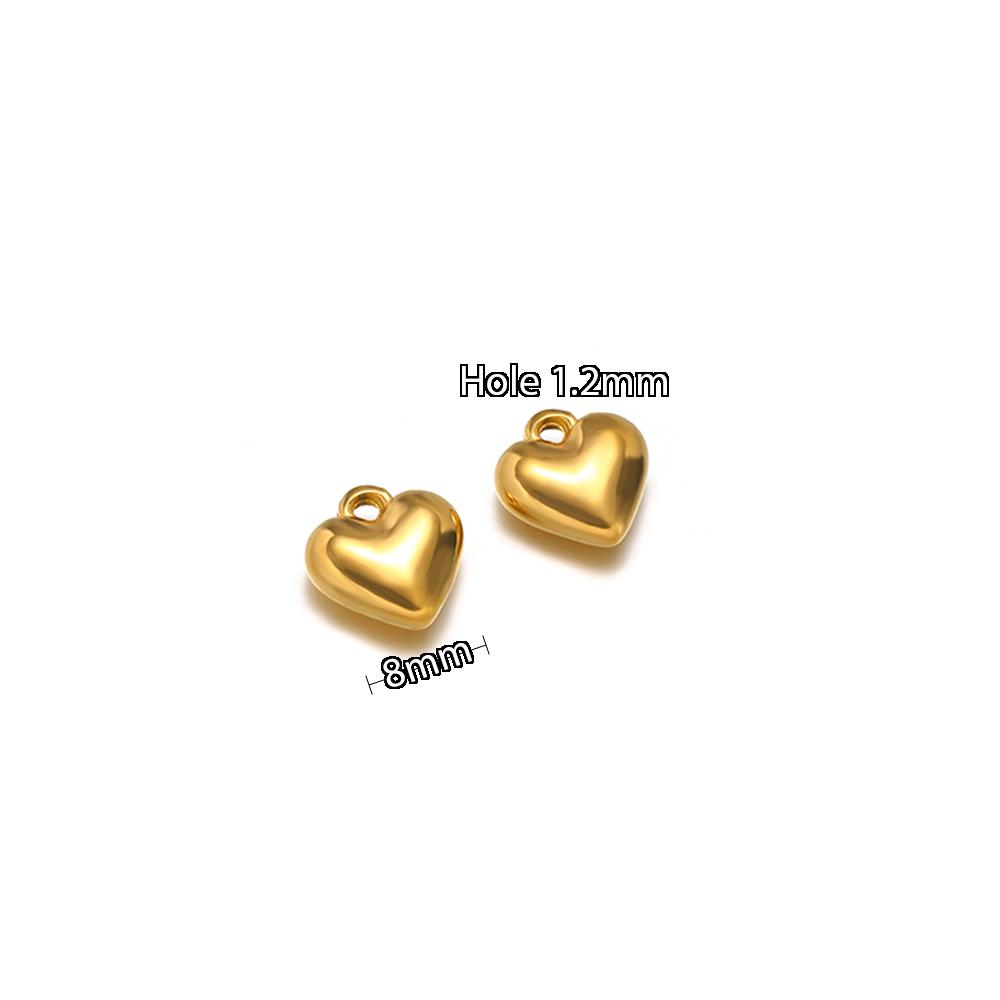 5pcs Stainless Steel New Fashion Three-dimensional Heart Charms Pendants PVD Gold Plated Necklace Homemade Bracelet DIY Jewelry