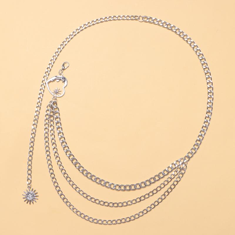 

Women s Punk Gothic Multi-Layer Heart Sun Belt, Waist Chain Metal Dress Accessories серебряный