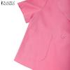 ZANZEA Women Casual Notched Lapel Summer Short Sleeve Cardigan Tops