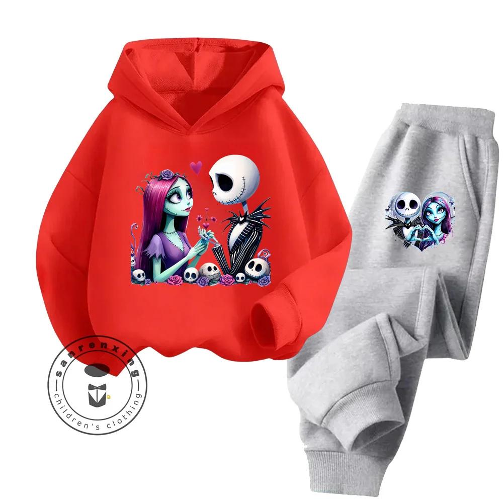 The Nightmare Before Christmas Long Sleeve Fashion Tops Suitable for Kids Soft Touch Elegant Design Hoodie Set