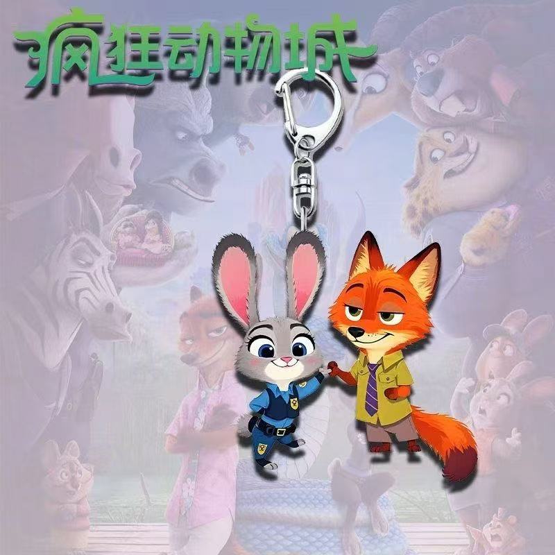 Portachiavi Creativo Carino del Film Zootopia Ornaments in Acrilico Cartone Animato Anime Decorazione per Borse alla Moda Regali per Coppie Amici