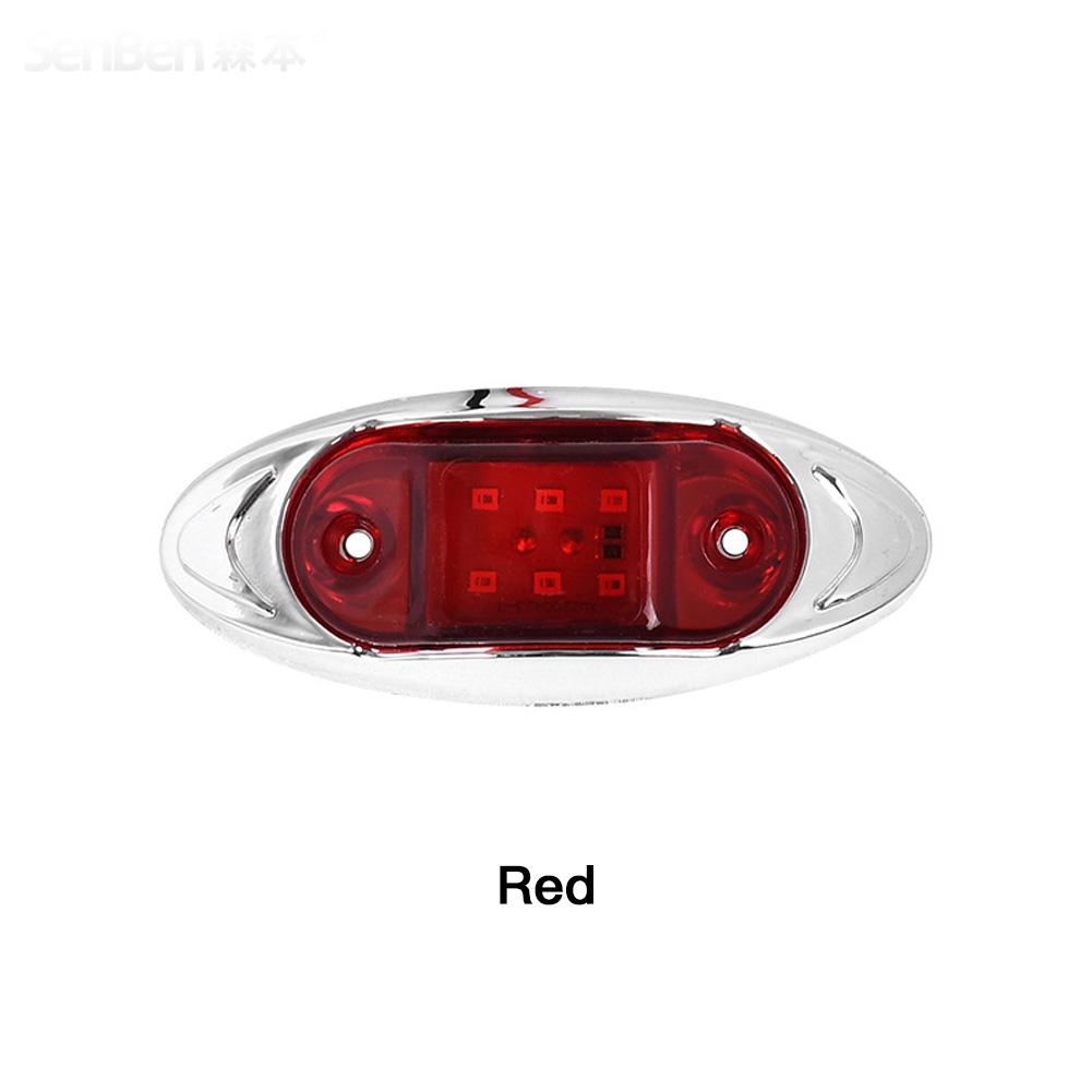 6-LED Truck Trailer Side Marker Light Clearance Turn Signal Warning Light Chrome Plated Waterproof Housing Lamp for Vehicles
