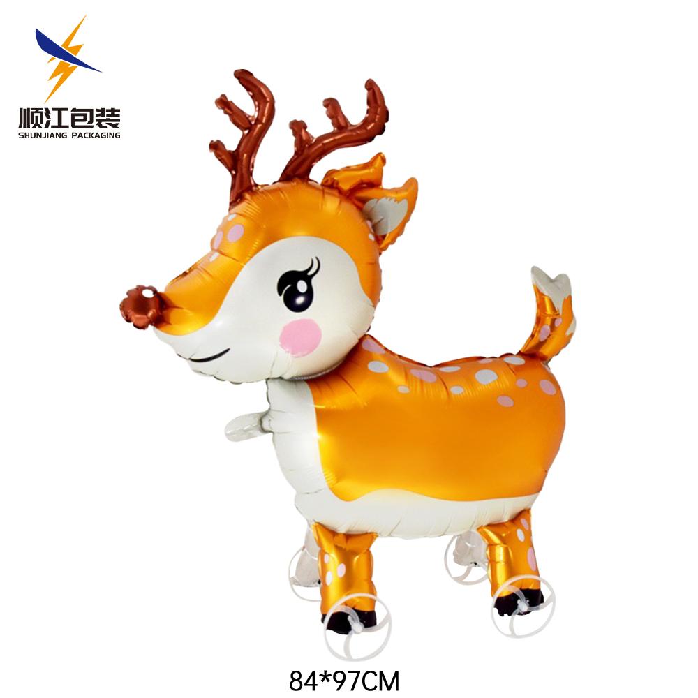 16pcs Cute Walking Animal Foil Balloons with Wheels Walking Wheels Elephants Dinosaurs Lions Rabbits Children's Toy Balloons