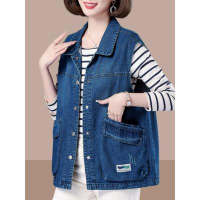 Spring and Autumn Denim Vest Women's Loose Large Size Fashion Casual Thin Waistcoat Vest Outer Wear