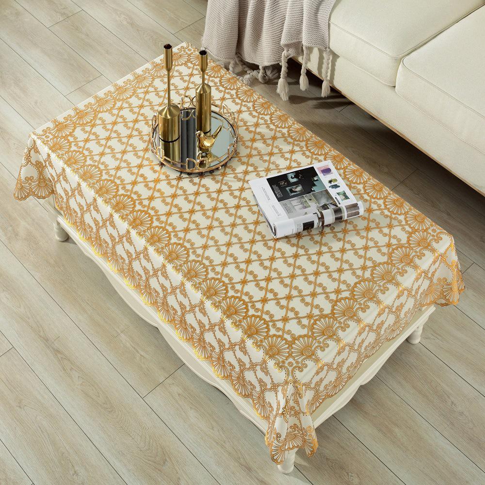 

Скатерть из ПВХ для журнального столика Douyin Trendy Multi-Flower: Водонепроницаемый, маслостойкий, не требующий стирки, дизайн с горячим тиснением 80x140 cm