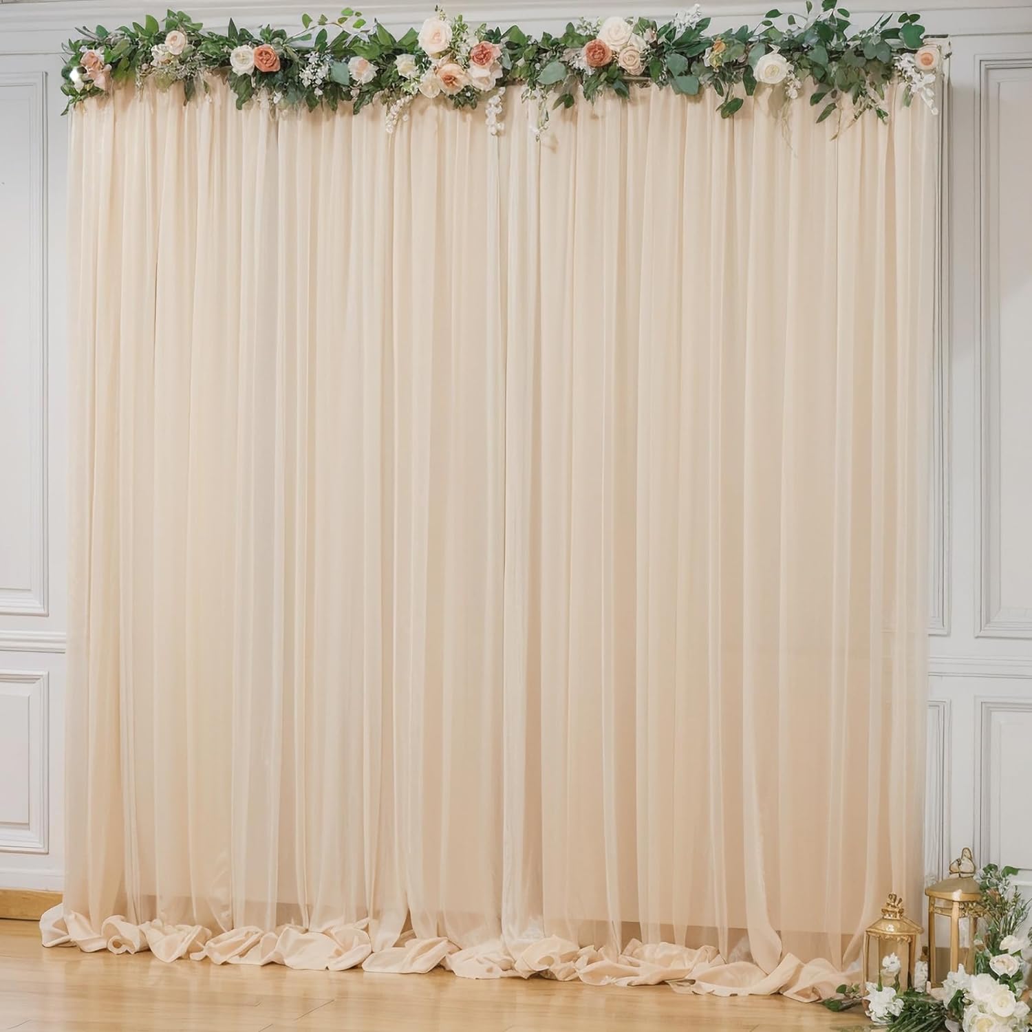 1 STuks Saliegroene Chiffon Achtergrond Gordijnen, Doorzichtig Stof Achtergrond Gordijnen voor Bruidsdouche Bruiloft Boog Feest Decoratie W75xH215cm