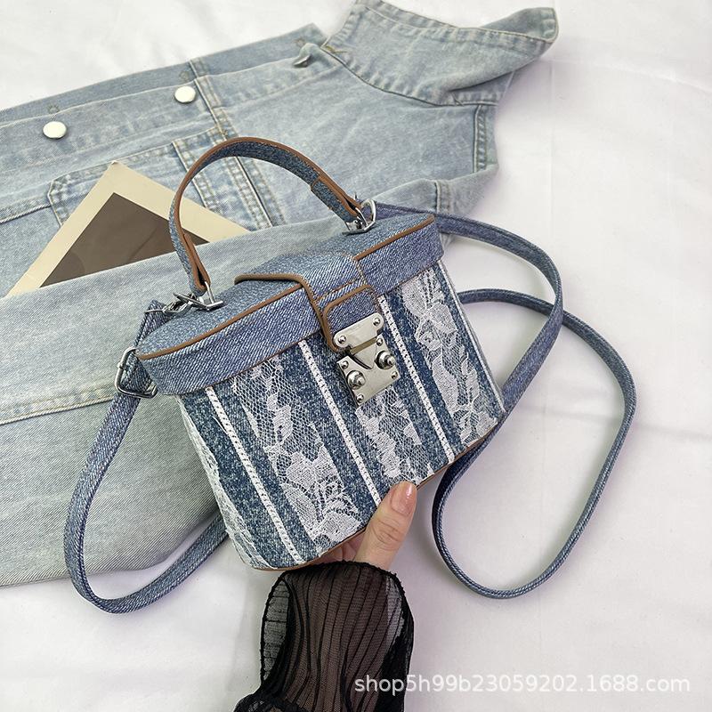 Small bag women's trendy fashion hand carry texture printed styling women's bag shoulder crossbody cosmetic bag new