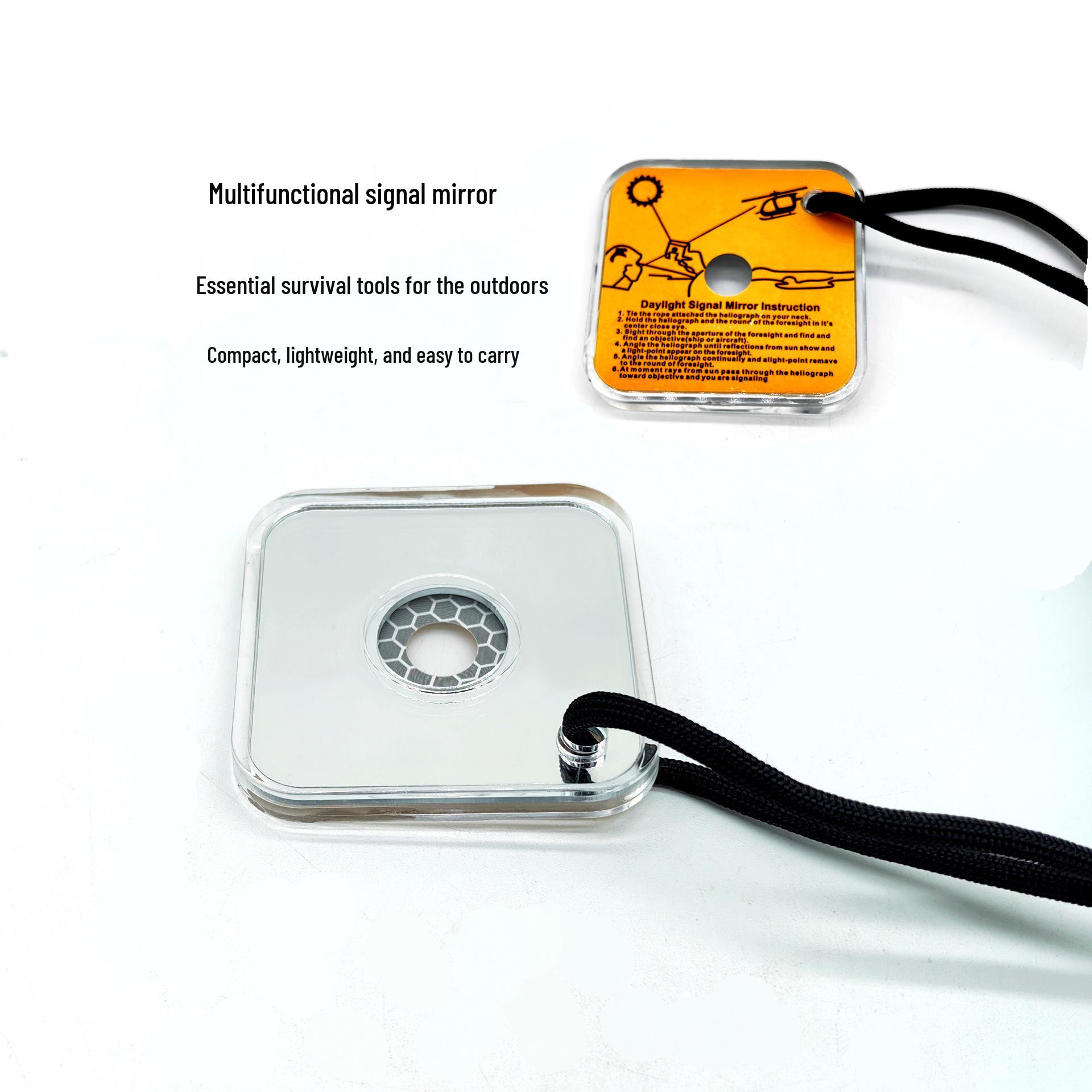 Outdoor Survival Signal Mirror: Life-Saving Reflector for Inflatable Raft and Marine Use серебряный