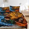 3pcs Demon Slayer Four Elements Printed Bedding Set, Soft and Comfortable Quilt Cover for Bedroom, Guest Room .H023