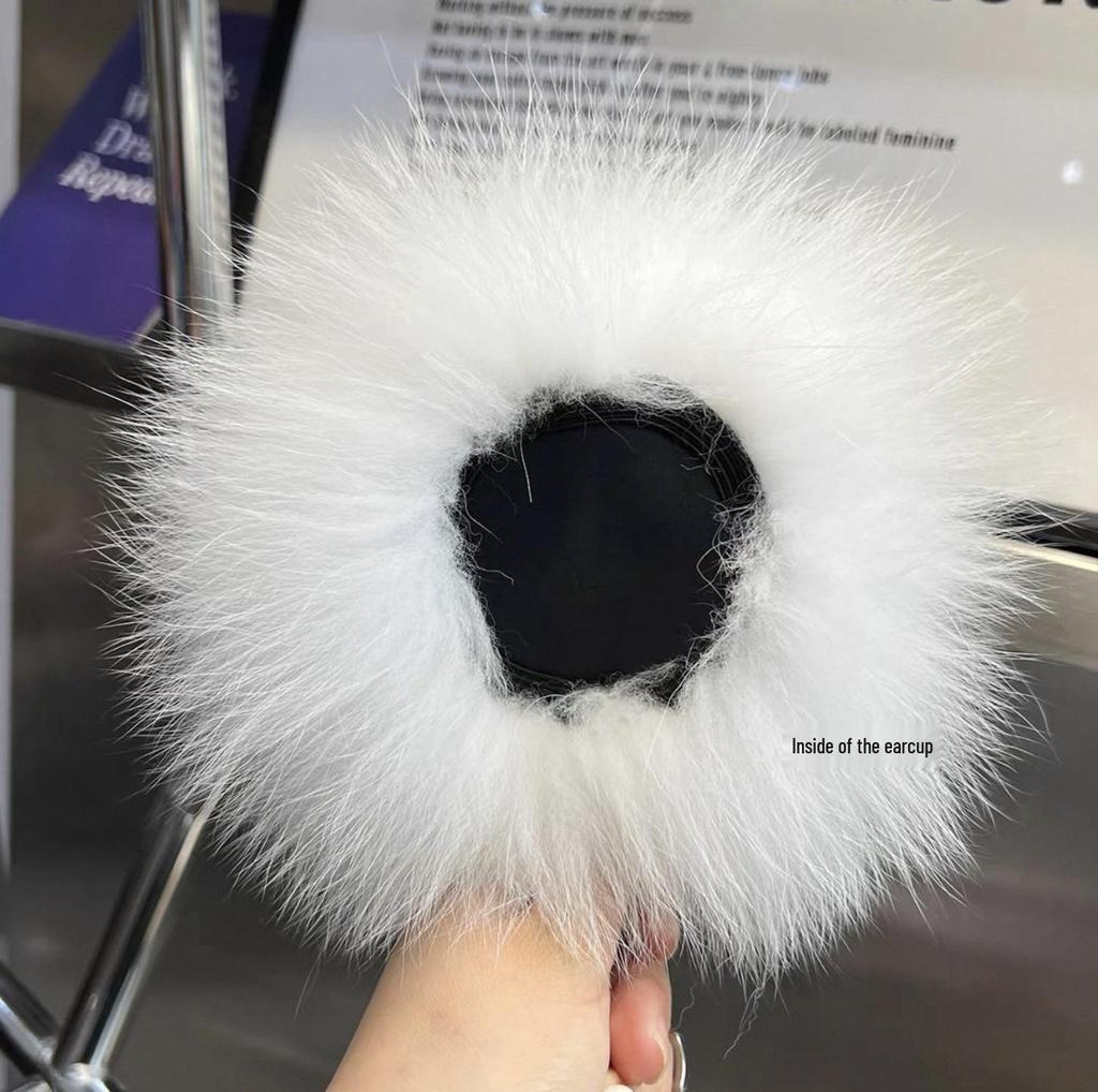 Women's Korean Style Winter Cycling Earmuffs - XL Real Fox Fur, Anti-Freeze, Cold-Proof Ear Protection Trend.