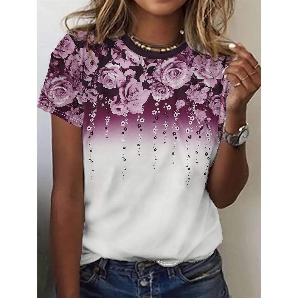 2025 Women's Plant Fruit 3d Printing Women's T-shirt Casual Fashion Short-sleeved Top
