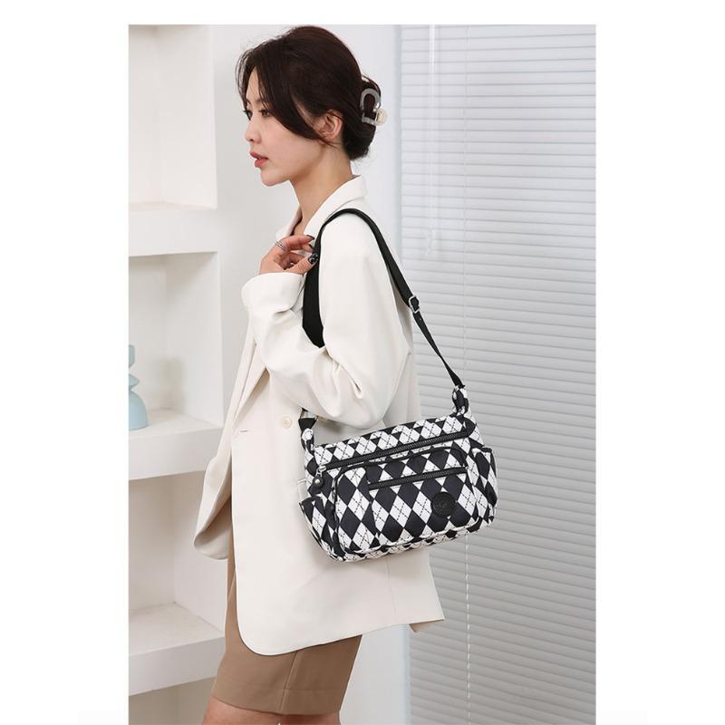 New Vintage Fashion Crossbody Bag Print Multi-Layer Large Capacity Middle-Aged Mom Bag Oxford Fabric Women Bag