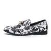 Classic Fashion Printed Men's Dress Shoes Big Size 46 Pointed Toe Leather Shoes Men Slip-on Casual Party Shoes Zapatos De Hombre