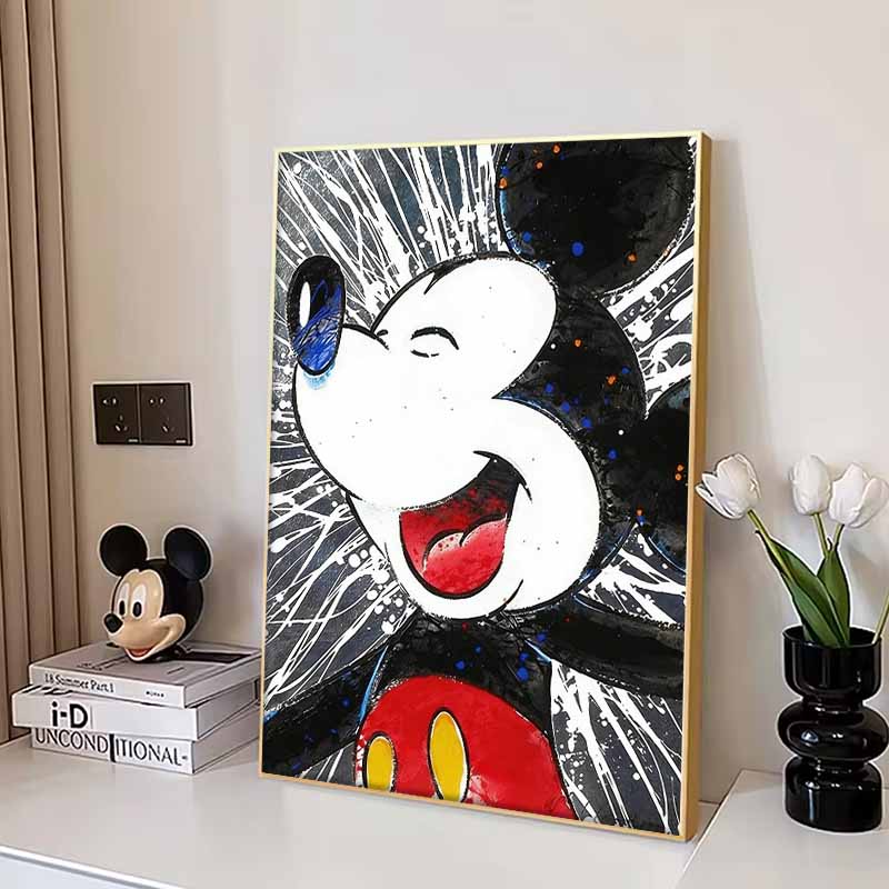 Disney 5D DIY Diamond Painting Pop Art Style Mickey Mouse Illustration Full Round Diamond Mosaic Cartoon Cross Stitch Art Painting for Home Decoration