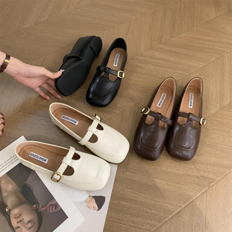 New Style Women's Sandals Elegant Office Ladies Shoes and Sandals Women Casual Shoes Square Heels Sandals Slip On Woman Flats