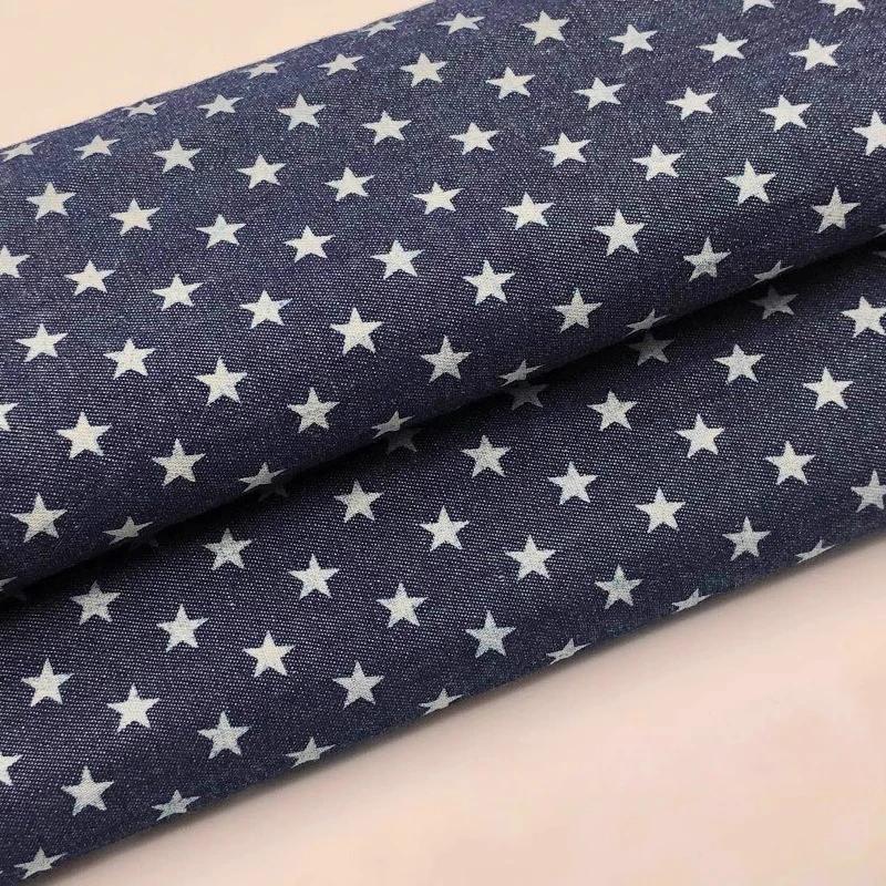 100x150cm Thin Style Washed Printed Fabric Pure Cotton Denim Fabric Summer Clothing Pants Short Dress DIY Clothing Shirt Fabric