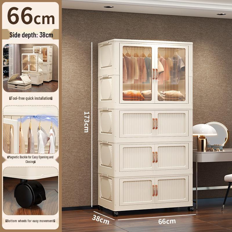 Foldable Children's Wardrobe: No-Assembly Storage Cabinet & Organizer Box for Baby's Room