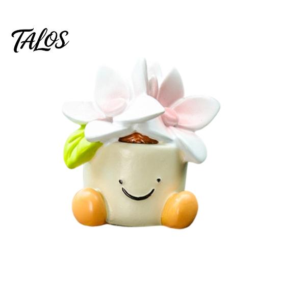 Decorative Accessories for Car Interior Cute Mini Flower Pot Figurine, Resin Cartoon Planter Ornament Kawaii Plant Figurine Shelf Dashboard