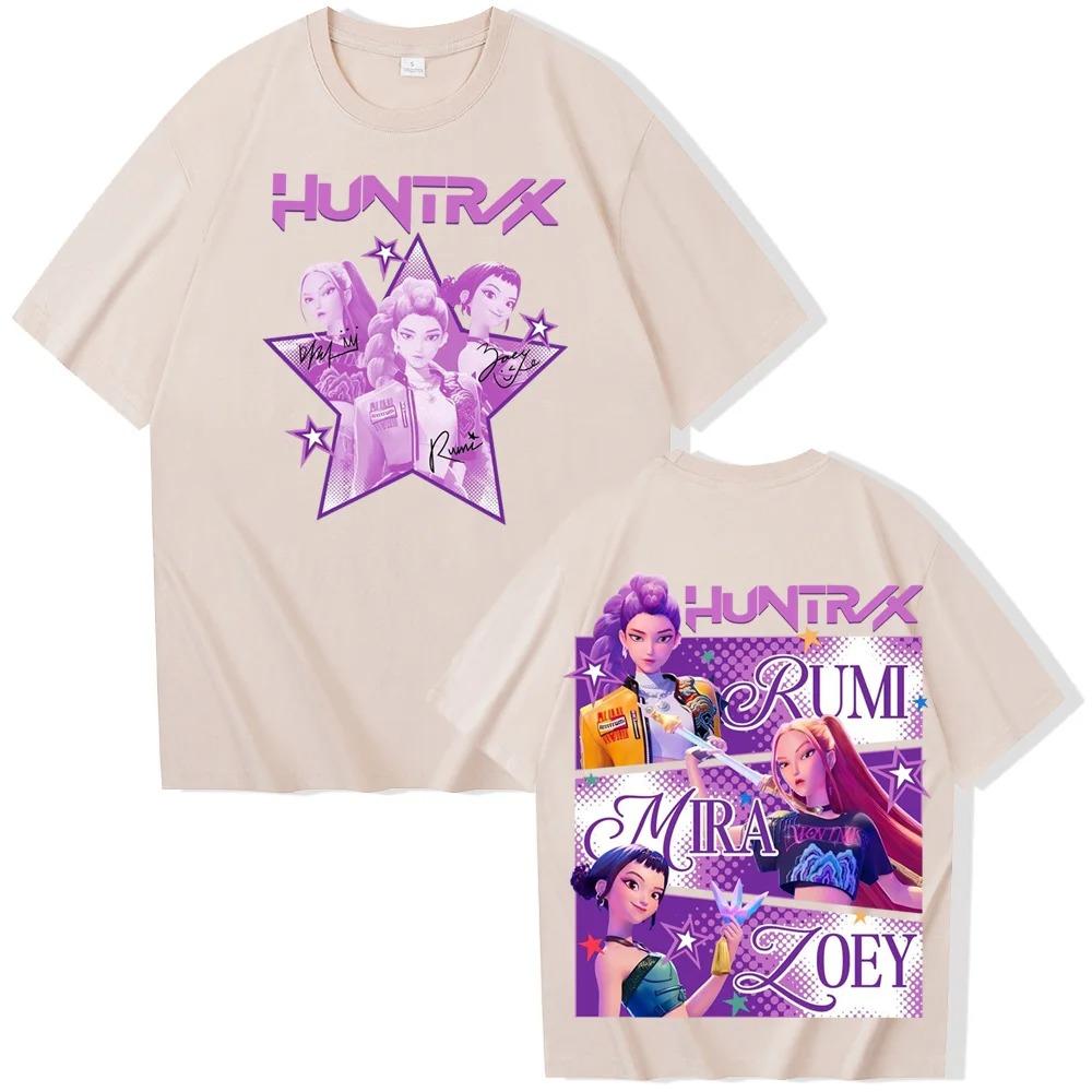 Kpop Demon Hunters Fanmerch Mira Rumi Zoey Huntrix Shirt Summer Graphic Shirts Fan Gift Women Casual Cotton Oversized Tees