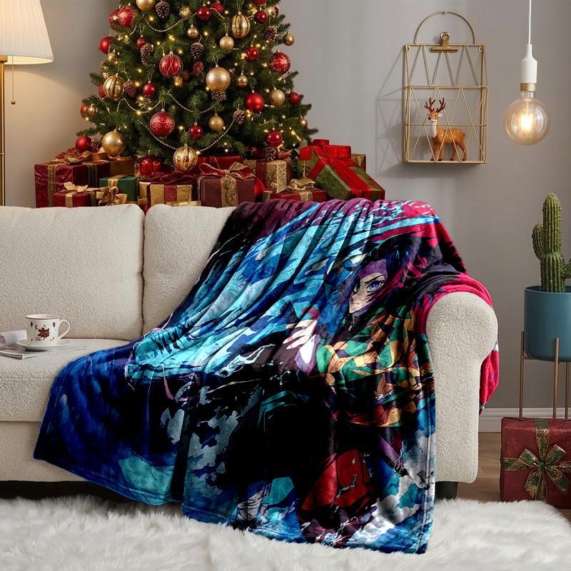 Butterfly Nezuko Fantasy Throws Blanket Flannel Blankets Plush for Couch Bed Gifts for Men Women Travel picnic blanket Christmas fan gifts