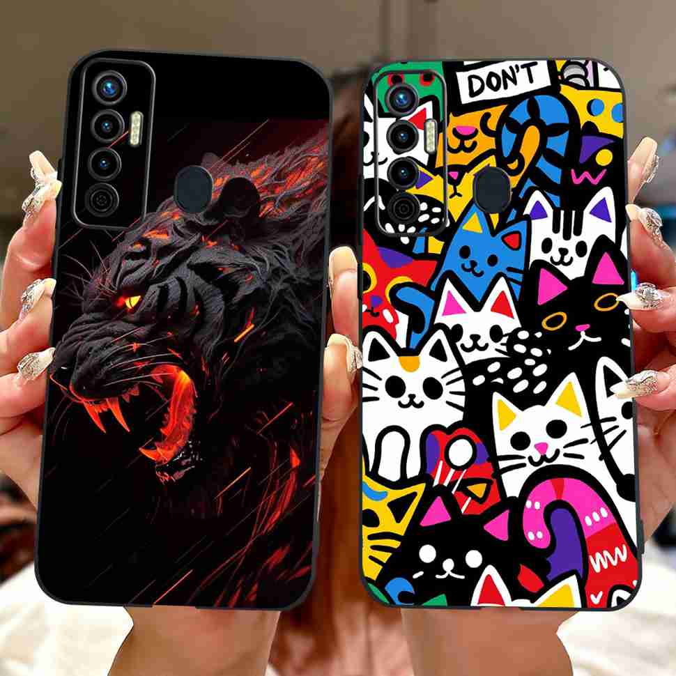 Cute Cat Cover For Tecno Camon 17 Case CG6 CG6j Silicone Soft Protection Shell For Tecno Camon 17 Camon17 Back Cover Casing 6.6"